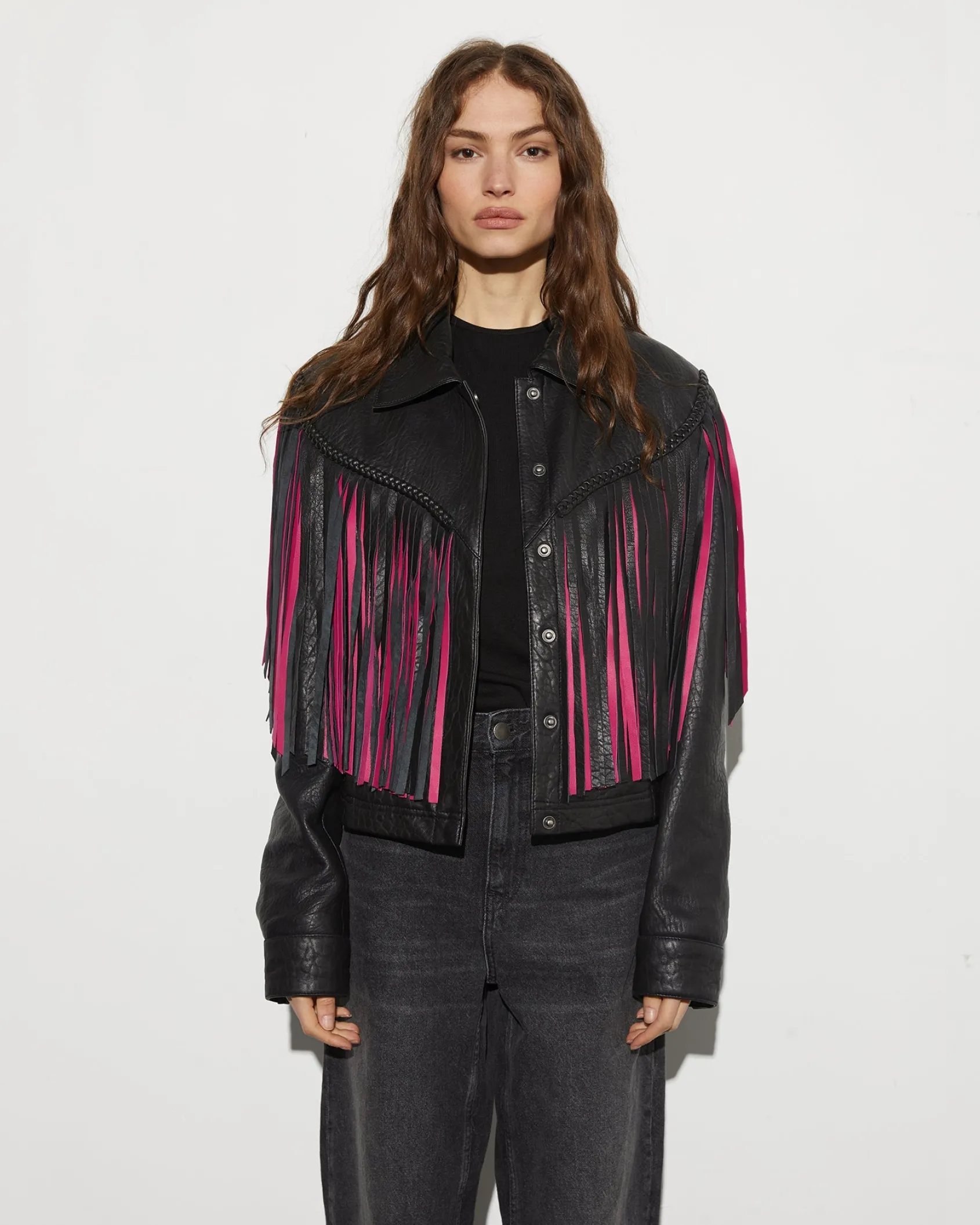 janez_leather_fringe_jack_1.webp Sale STIEGLITZ Janez Leather Fringe Jacket | Black