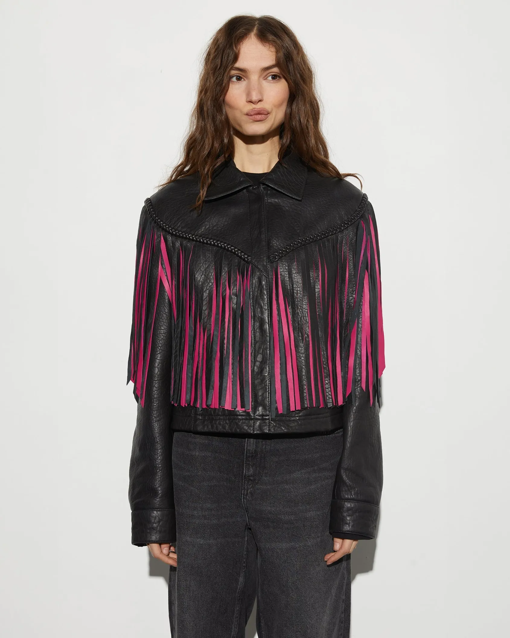 janez_leather_fringe_jack_2.webp Sale STIEGLITZ Janez Leather Fringe Jacket | Black