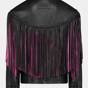 Sale STIEGLITZ Janez Leather Fringe Jacket | Black