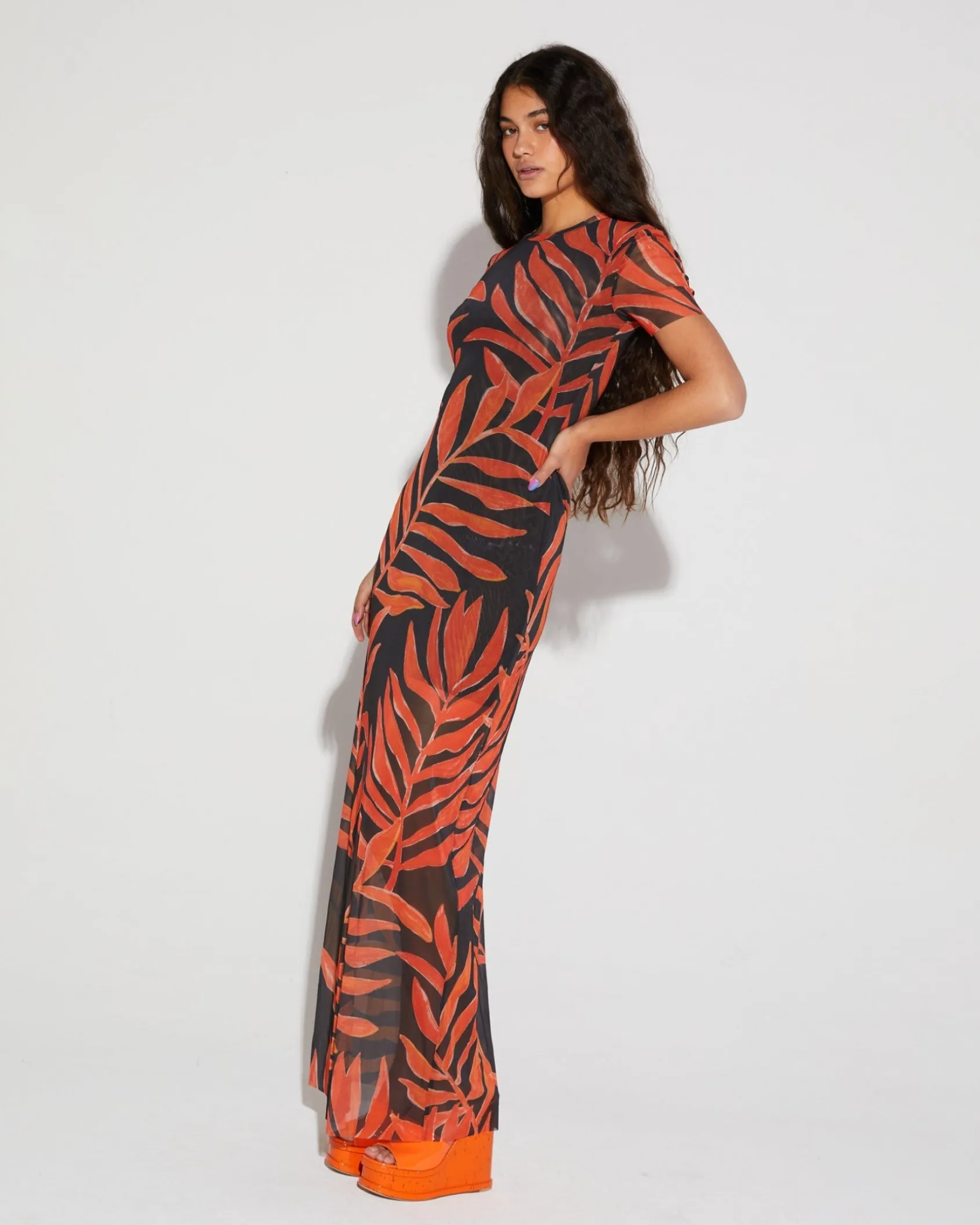 tais_mesh_jurk__orange_0.webp Shop STIEGLITZ Tais Mesh Jurk | Orange