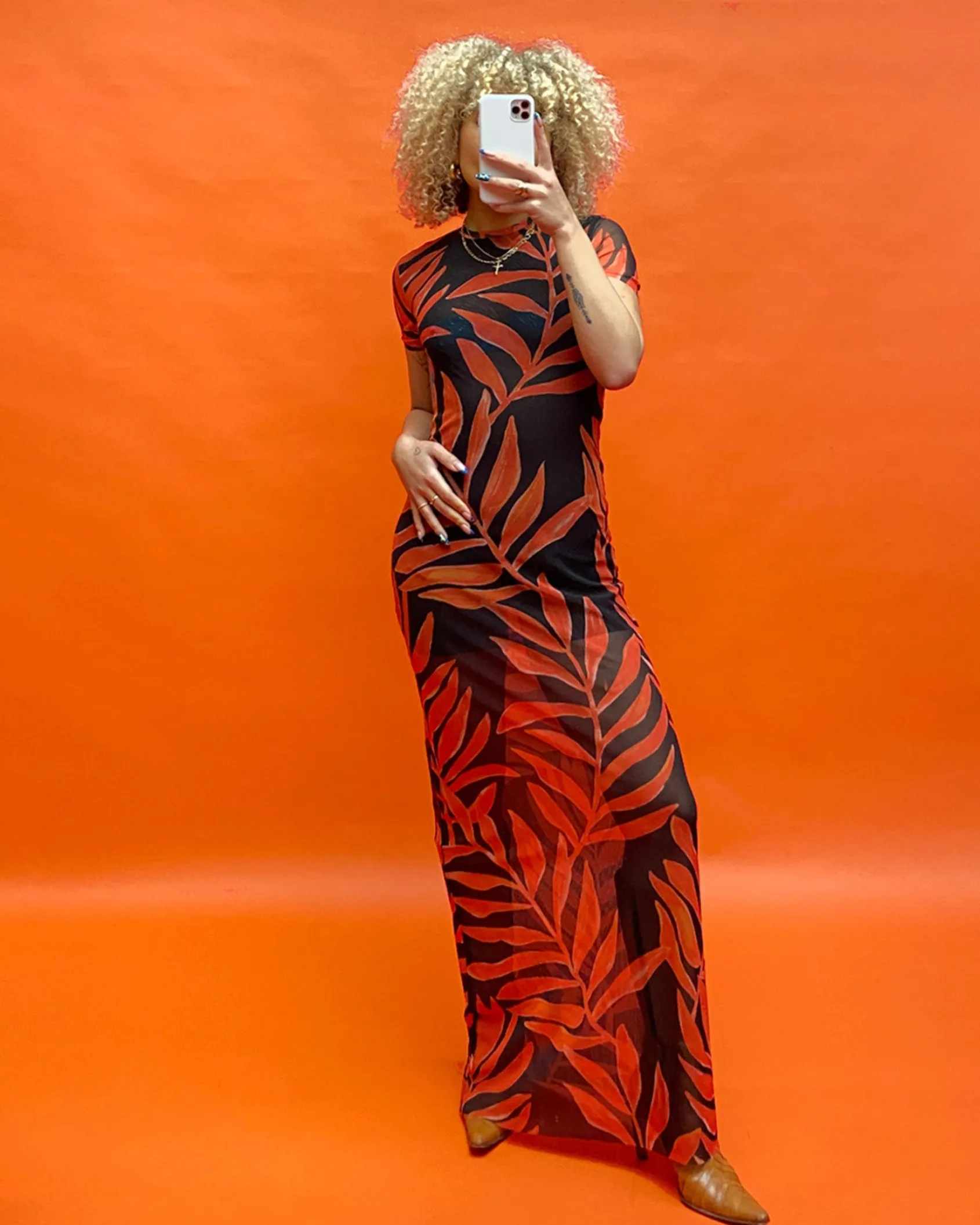 tais_mesh_jurk__orange_3.webp Shop STIEGLITZ Tais Mesh Jurk | Orange